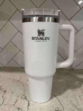 Stanley White Travel Mug with Handle - Large Insulated Tumbler 40oz. NO STRAW